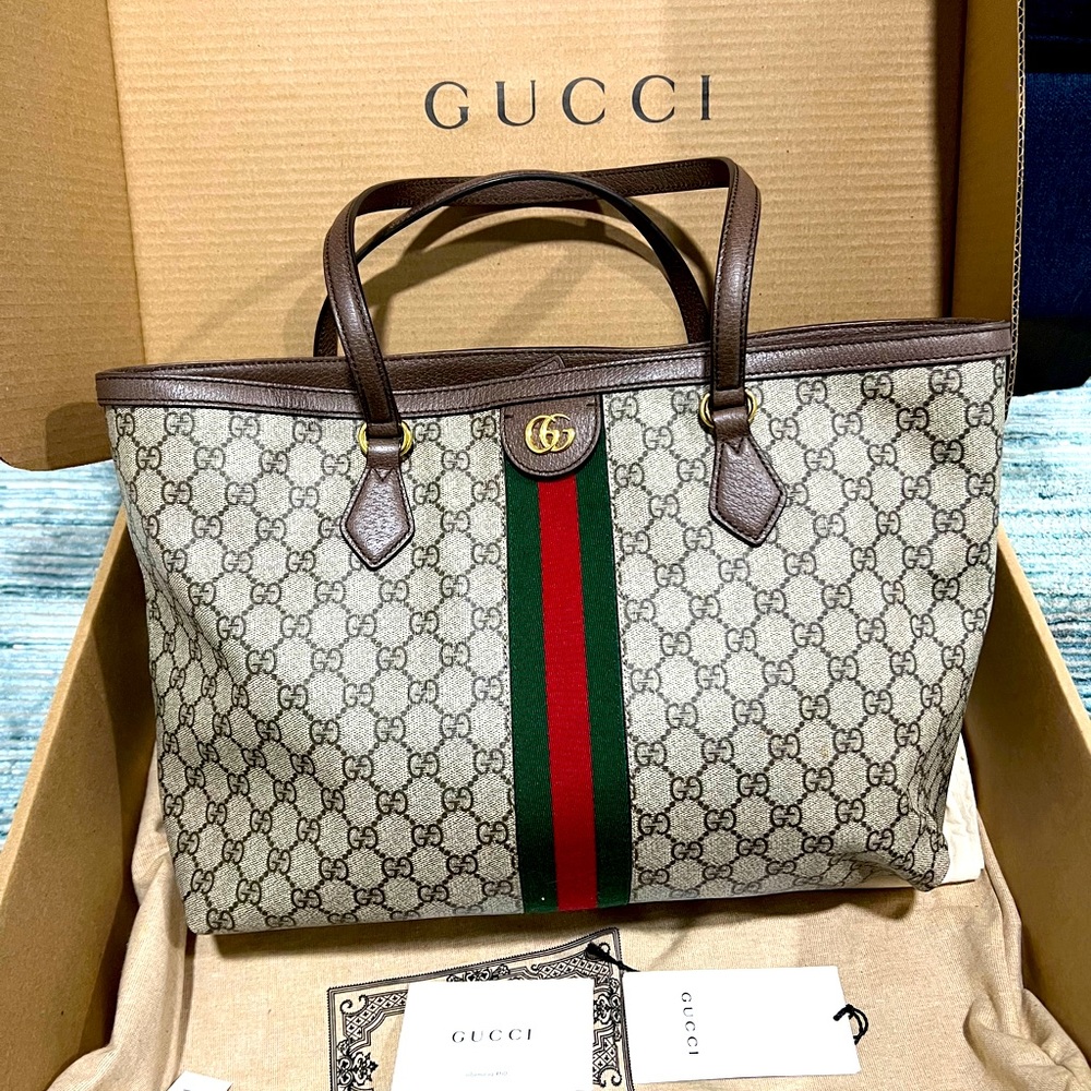 GUCCI OPHIDIA GG MEDIUM TOTE - Picture 1 of 11